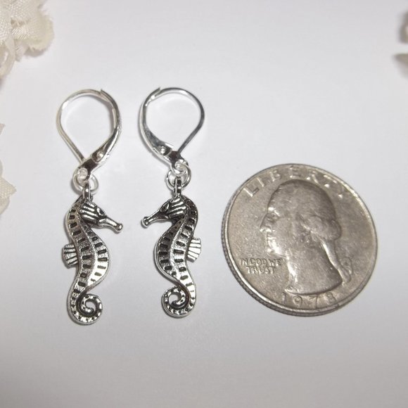 Earrings, Seahorse Earrings, Silver Seahorse Earrings, Beach Jewelry, NWT 8015 - Picture 2 of 8